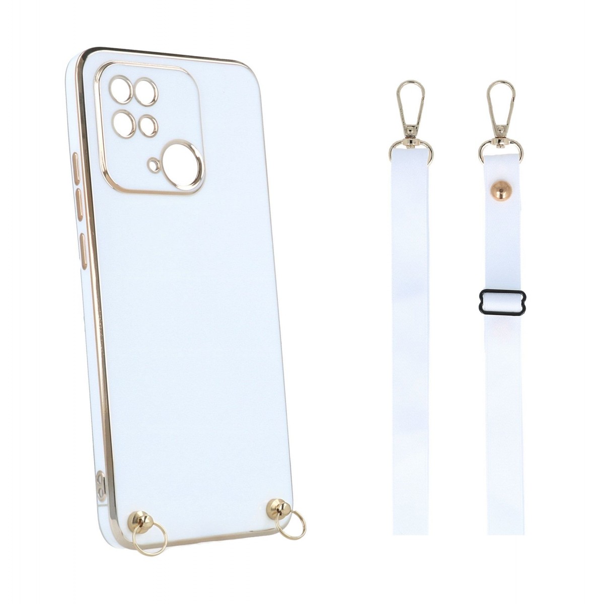 Zadní kryt Fancy na Xiaomi Redmi 10C bílý se šňůrkou