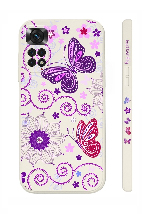 Levně Kryt TopQ Xiaomi Redmi Note 11 Fialoví motýlci 94539 (pouzdro neboli obal na mobil Xiaomi Redmi Note 11)
