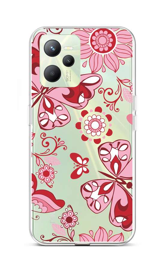 Levně Kryt TopQ Realme C35 Pink Butterfly 74573 (pouzdro neboli obal na mobil Realme C35)