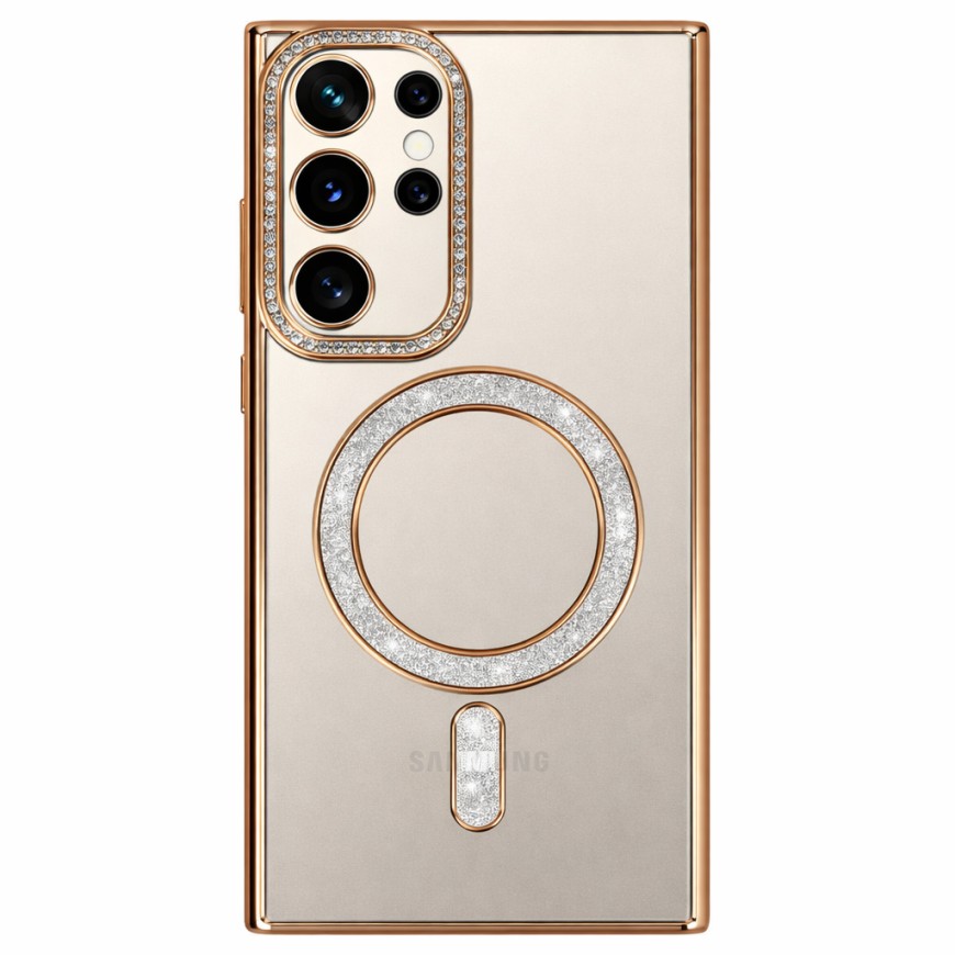 Levně Zadní kryt Bling Magsafe pro Samsung Galaxy S25 Ultra zlatý
