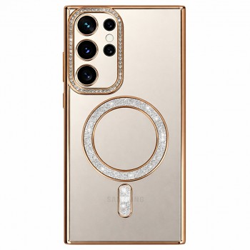 Zadní kryt Bling Magsafe pro Samsung Galaxy S25 Ultra zlatý