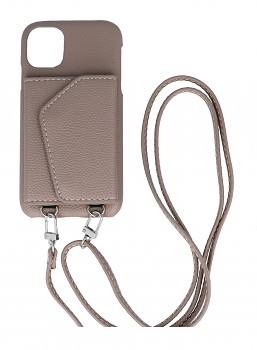 Zadní kryt Wallet Leather na iPhone 11 hnědý se šňůrkou