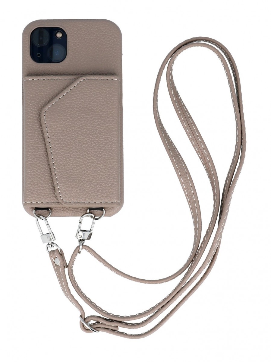 Zadní kryt Wallet Leather na iPhone 13 hnědý se šňůrkou