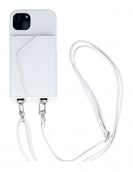 Zadní kryt Wallet Leather na iPhone 13 bílý se šňůrkou