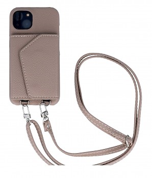 Zadní kryt Wallet Leather na iPhone 14 hnědý se šňůrkou