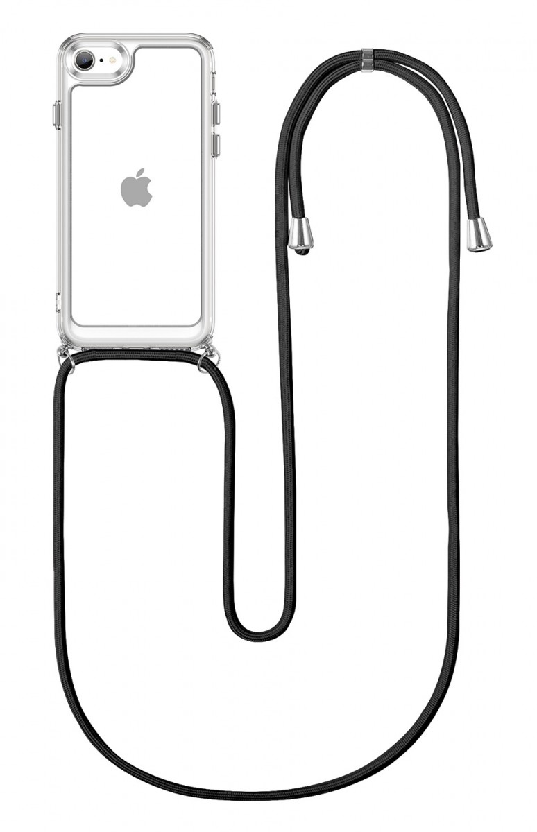 Levně Kryt TopQ iPhone SE 2022 s černou šňůrkou průhledný 74630 (pouzdro neboli obal na mobil iPhone SE 2022)