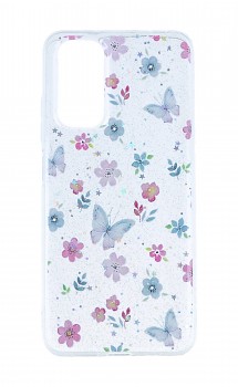 Zadní kryt Glitter na Xiaomi Redmi Note 11 Květy s motýlky