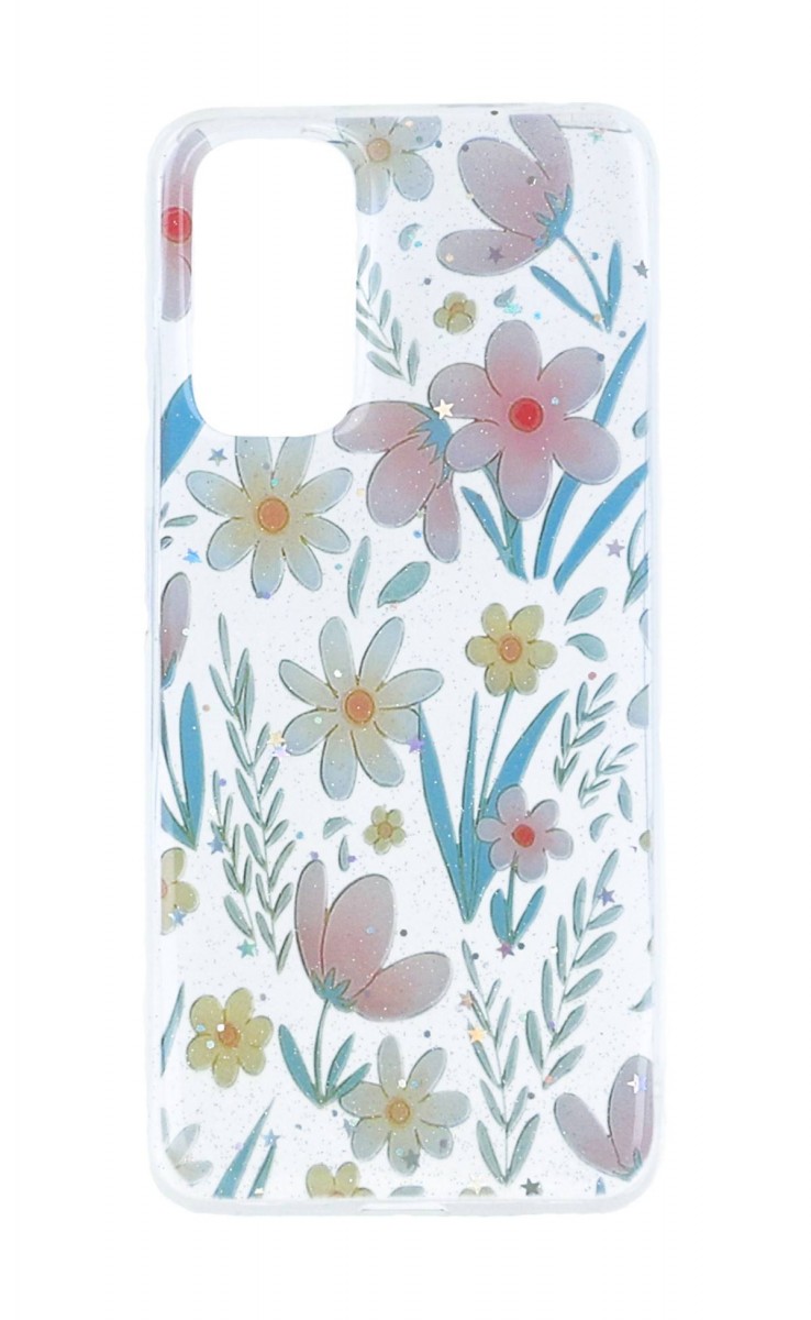 Levně Kryt TopQ Glitter Xiaomi Redmi Note 11 Kreslené květy 94645 (pouzdro neboli obal na mobil Xiaomi Redmi Note 11)