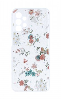 Zadní kryt Glitter na Samsung A13 Jemné květy