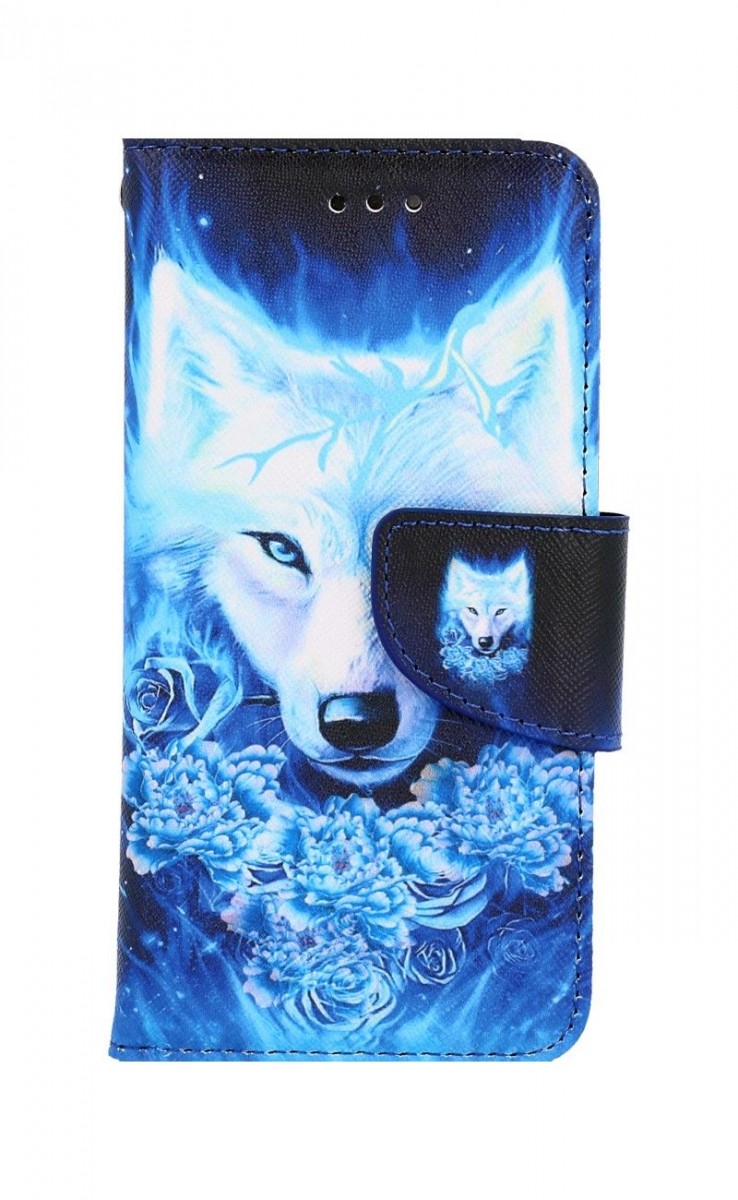 Knížkové pouzdro na iPhone SE 2022 Tyrkysový vlk