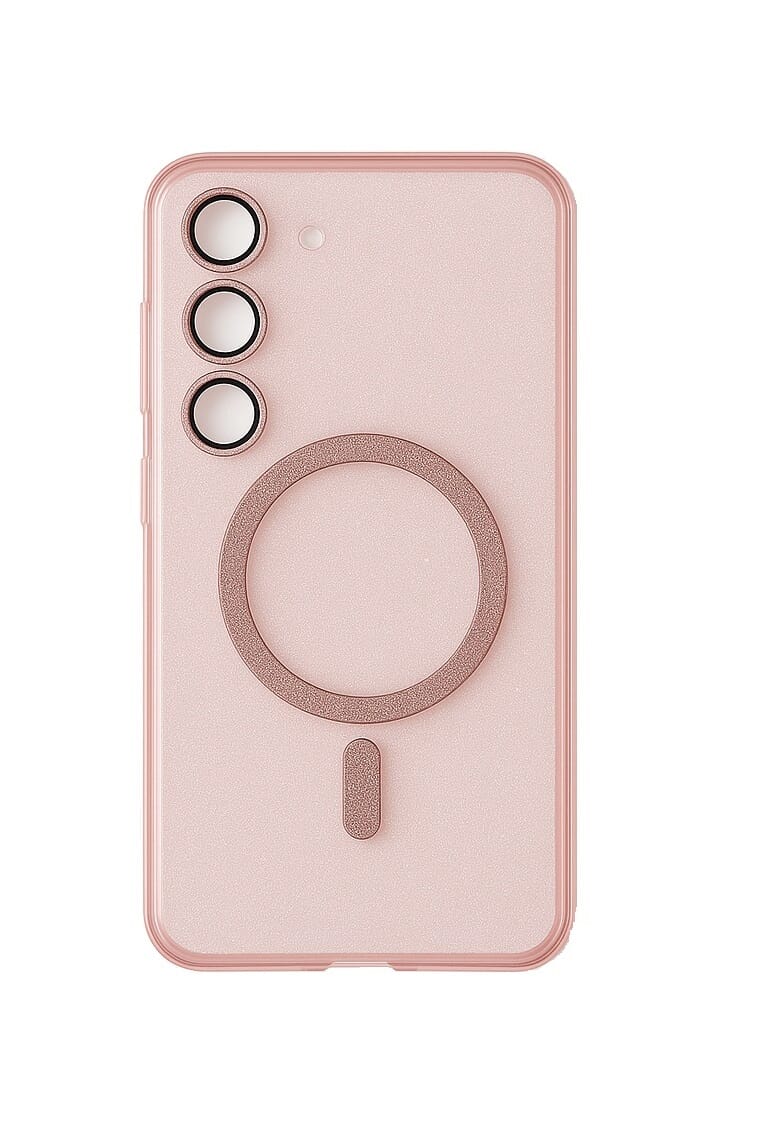Zadní kryt Glitter Magsafe pro Samsung Galaxy S25 růžový čirý