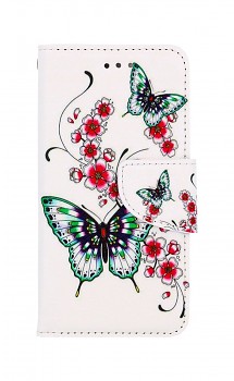 Knížkové pouzdro na iPhone SE 2022 Motýlci s květinou