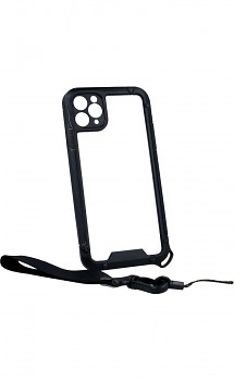Odolný zadní kryt Carbon na iPhone 11 Pro Max průhledný se šňůrkou