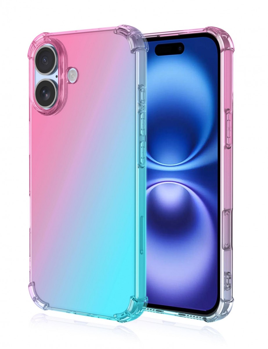 Zadní kryt na iPhone 16 Shock duhový mentolovo-růžový 