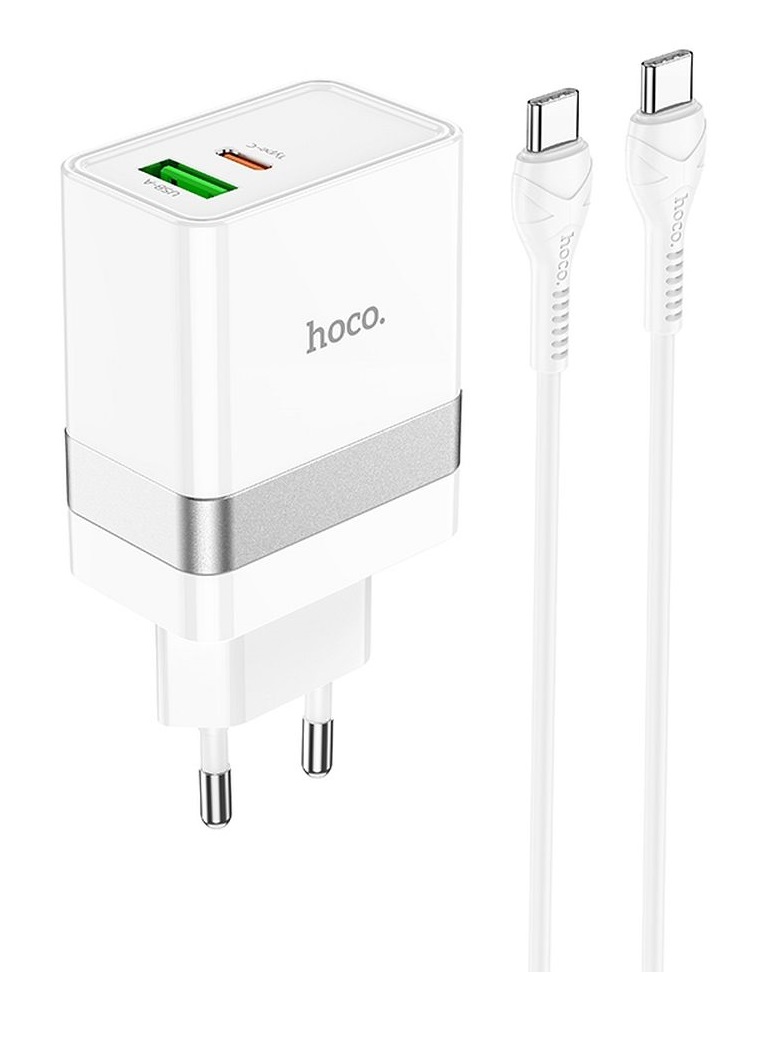 Rychlonabíječka HOCO N21 včetně USB-C datového kabelu bílá 30W
