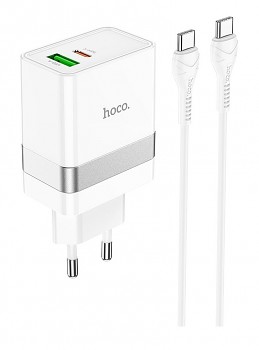 Rychlonabíječka HOCO N21 včetně USB-C datového kabelu bílá 30W