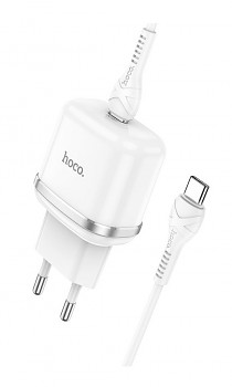 Rychlonabíječka HOCO N24 včetně USB-C datového kabelu bílá 20W