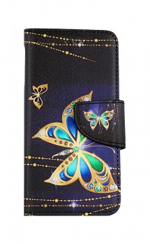 Knížkové pouzdro na iPhone SE 2022 Zlatý motýl