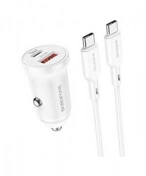 Rychlonabíječka do auta Borofone BZ18A 20W včetně USB-C datového kabelu bílá