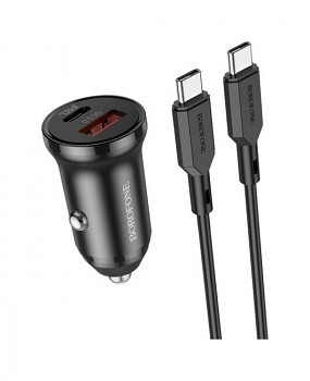 Rychlonabíječka do auta Borofone BZ18A 20W včetně USB-C datového kabelu černá