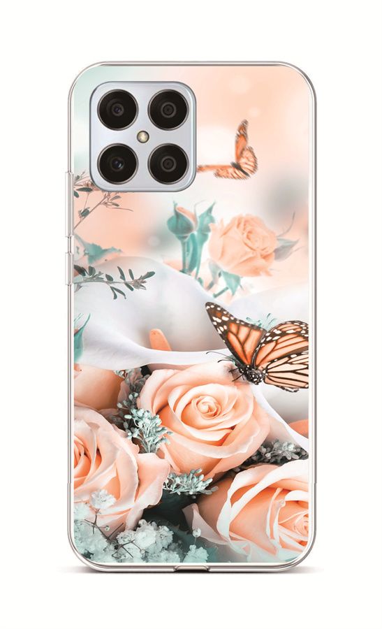 Zadní kryt na Honor X8 Růže s motýlem