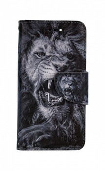 Knížkové pouzdro na iPhone SE 2022 Černobílý lev