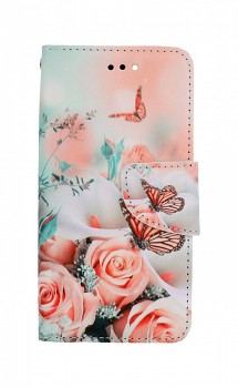 Knížkové pouzdro na iPhone SE 2022 Růže s motýlem