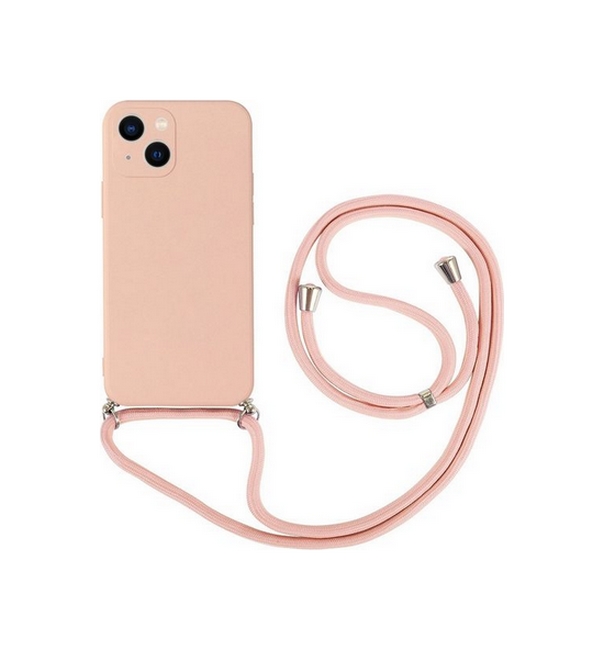 Zadní kryt na iPhone 13 růžový se šňůrkou