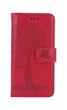 Knížkové pouzdro na iPhone SE 2022 Tmavě růžový strom sovičky