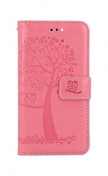 Knížkové pouzdro na iPhone SE 2022 Růžový strom sovičky