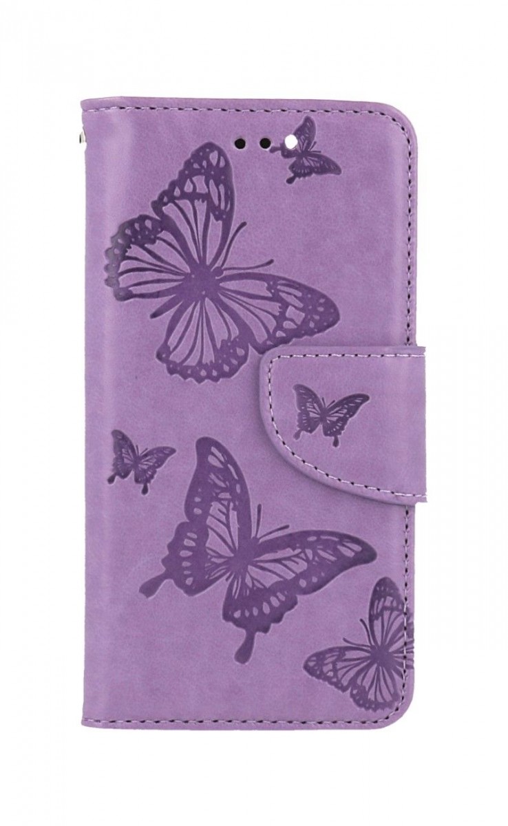 Levně Pouzdro TopQ iPhone SE 2022 knížkové Butterfly fialové 75013 (kryt neboli obal iPhone SE 2022)