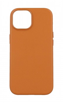 Zadní pevný kryt Leather na iPhone 15 s MagSafe oranžový