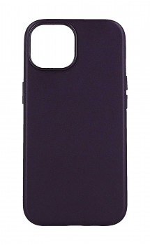 Zadní pevný kryt Leather na iPhone 15 s MagSafe fialový