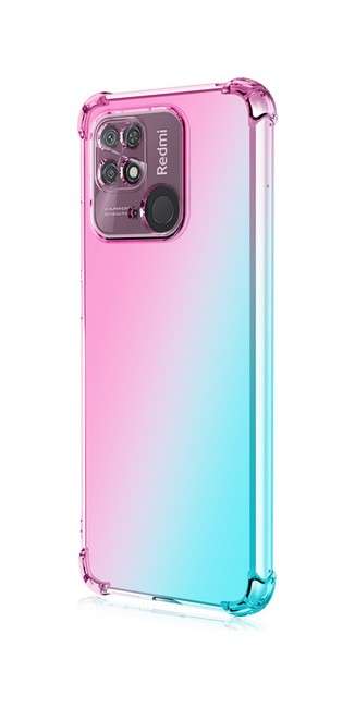 Levně Kryt TopQ Xiaomi Redmi 10C Shock duhový mentolovo-růžový 75093 (pouzdro neboli obal na mobil Xiaomi Redmi 10C)