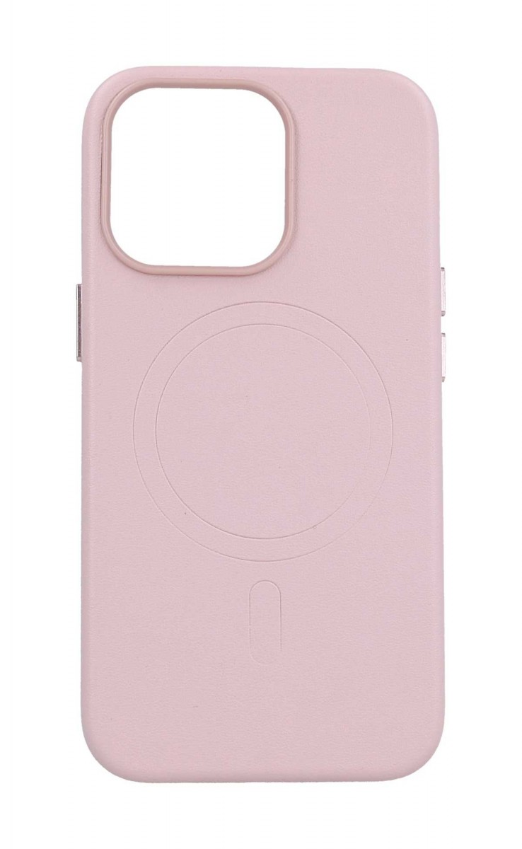 Zadní pevný kryt Leather MagSafe na iPhone 13 Pro růžový