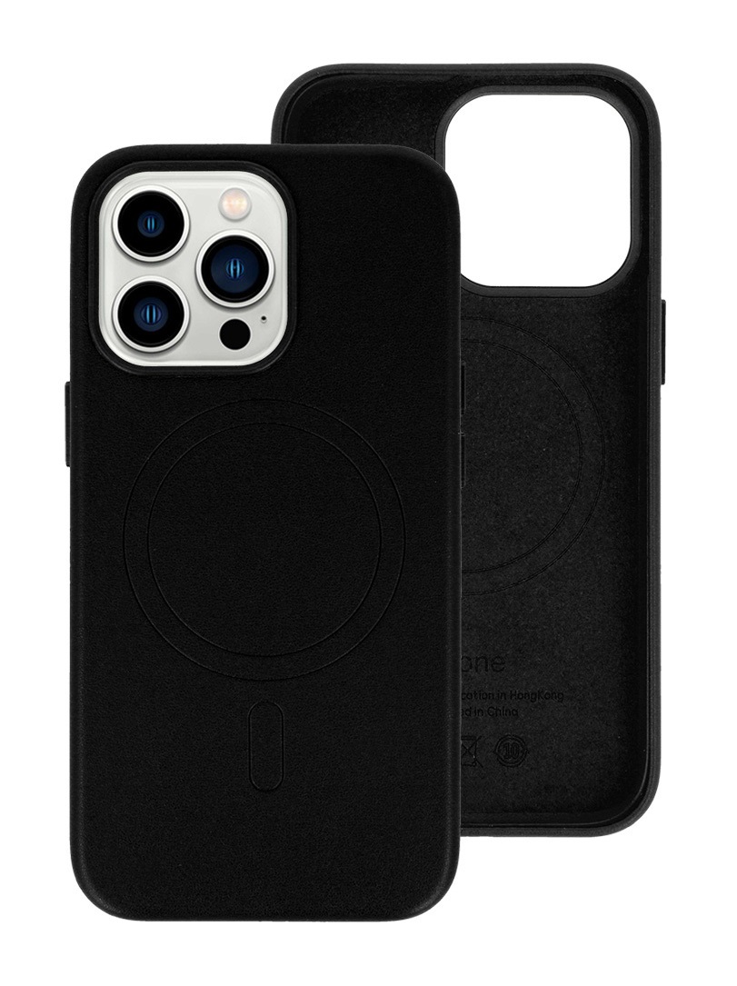 Zadní pevný kryt Leather MagSafe na iPhone 13 Pro černý