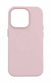 Zadní pevný kryt Leather MagSafe na iPhone 14 Pro růžový