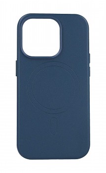 Zadní pevný kryt Leather MagSafe na iPhone 14 Pro modrý