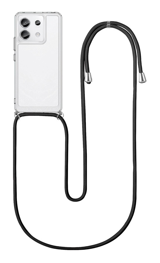 Zadní kryt na Xiaomi Redmi 10C s černou šňůrkou průhledný