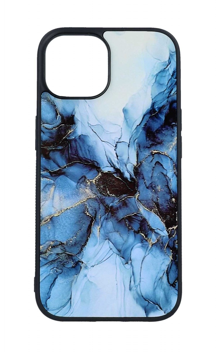 Levně Kryt TopQ Marble iPhone 15 pevný Smoky Blue 105203 (pouzdro neboli obal na mobil iPhone 15)
