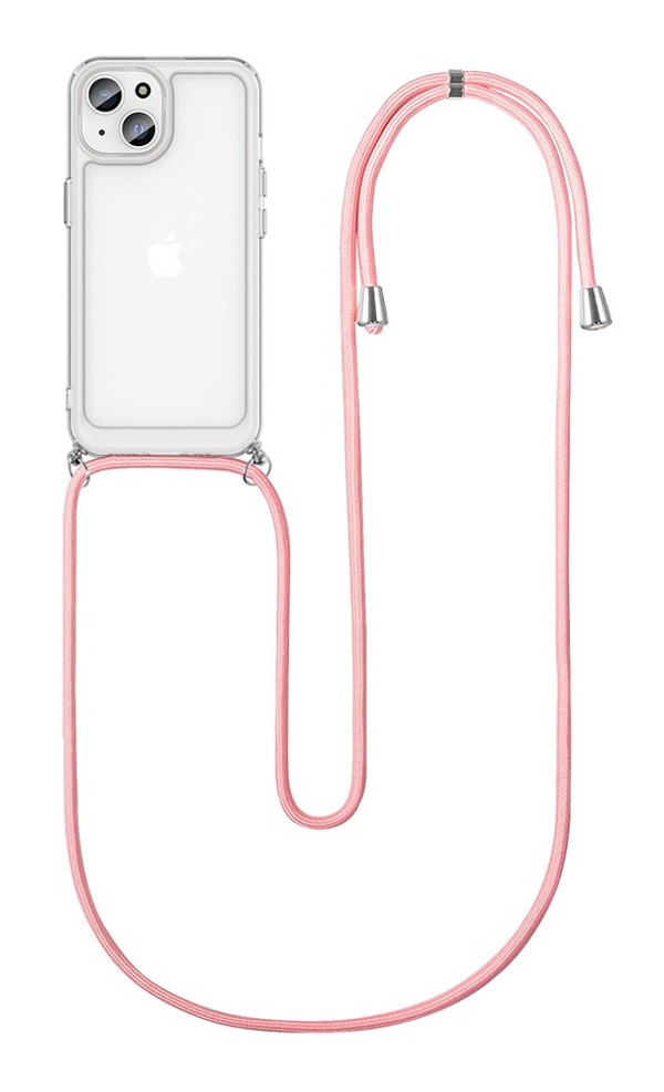 Levně Kryt TopQ iPhone 15 s růžovou šňůrkou průhledný 105216 (pouzdro neboli obal na mobil iPhone 15)