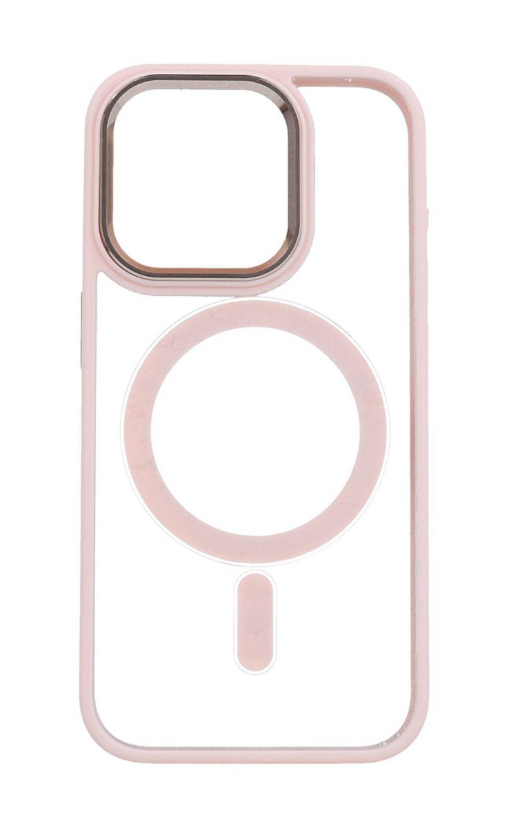 Zadní pevný kryt Magnetic na iPhone 15 Pro s růžovým rámečkem