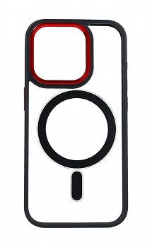 Zadní pevný kryt Magnetic na iPhone 15 Pro s černo-červeným rámečkem