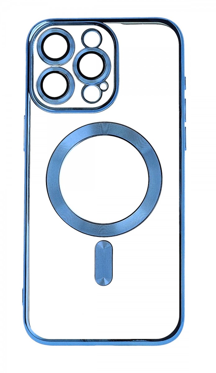 Zadní pevný kryt Magnetic na iPhone 15 Pro Max s modrým rámečkem