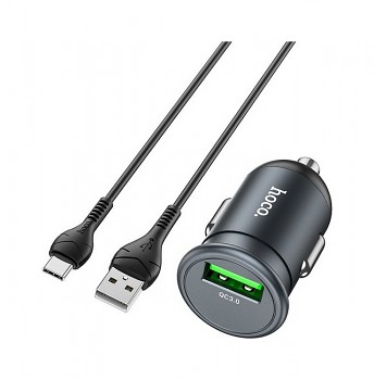 Rychlonabíječka do auta HOCO Z43 vč. datového kabelu USB-C šedá