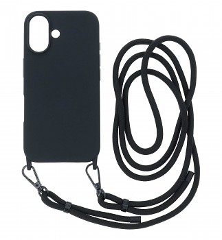 Zadní kryt na iPhone 16 černý se šňůrkou