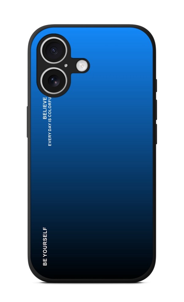 Zadní pevný kryt LUXURY na iPhone 16 duhový modrý 