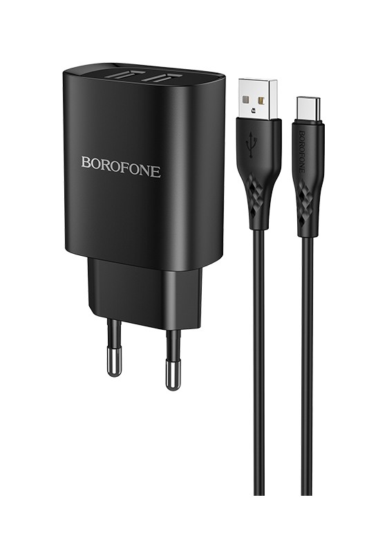 Nabíječka Borofone BN2 Smart včetně USB-C datového kabelu 2.1A černá
