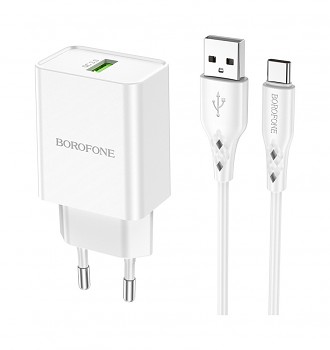 Rychlonabíječka Borofone BN5 Sunlight včetně USB-C datového kabelu bílá 18W