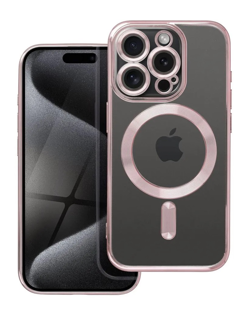 Zadní kryt Electro na iPhone 15 Pro MagSafe s růžovým rámečkem